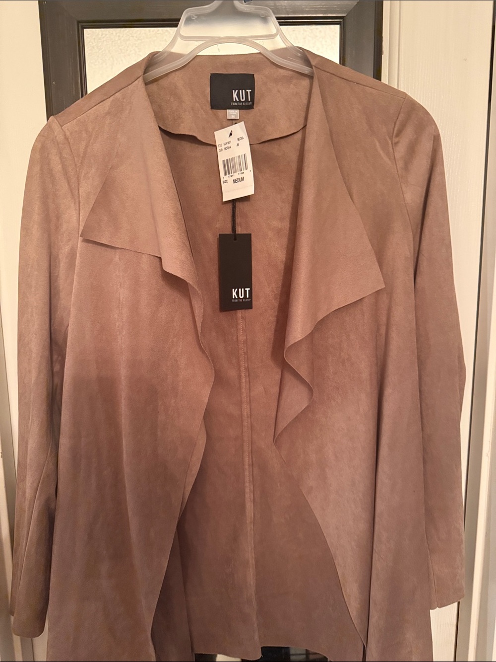 Kut from the Kloth Draped Open-Front Blazer in Taupe